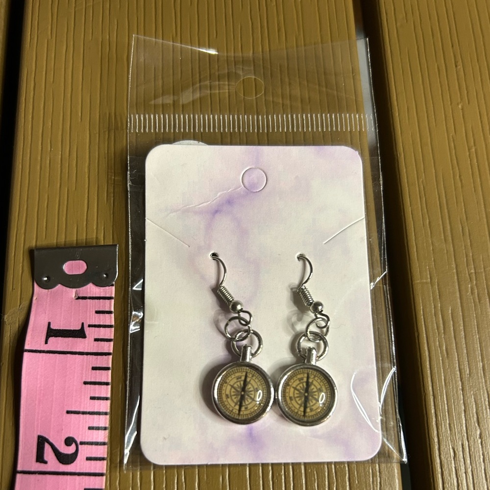 Compass Dangle Earrings - Picture 2 of 2